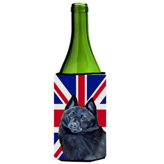 Schipperke With English Union Jack British Flag Wine bottle sleeve Hugger - 24 Oz.