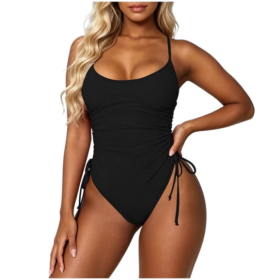 Cmfcve Womens One Piece Swimsuit Ruched High Cut Tummy Control Bathing Suit
