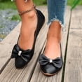 thumbnail image 6 of hoksml Women's Rhinestone Bow Ballet Flats, Round Toe Soft Leather Slip On Casual Walking Flat Shoes, 6 of 9