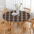 thumbnail image 3 of Black Beige and Red Checkerboard Checkered Pattern Round Fitted Tablecloth with Elastic Edge,Dining Table Cover Waterproof,Outdoor Round Tablecloth for Camping,Dining,Indoor and Outdoor, 3 of 7