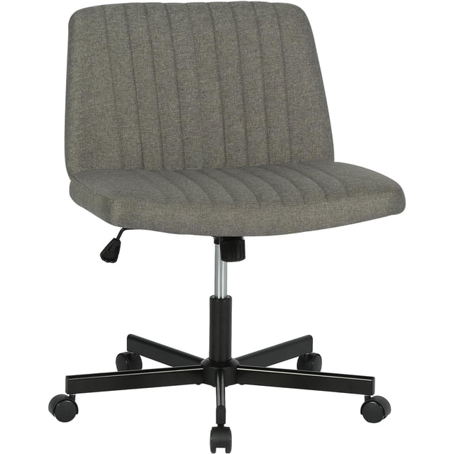 FDW Chaise Croisée, Roulettes Assise en Tailleur Bureau Moderne Pivotante Hauteur Réglable Siège Grand Tâche Informatique Confortable Tissu Sans Accoudoirs pour, Gris