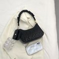 thumbnail image 2 of Bolso de hombro informal para mujer con miniBolso con cerrojo Bolso de moda de PU (negro), 2 of 8