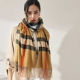 thumbnail image 2 of Women's Plaid Blanket Winter Scarf, Long Plaid Blanket Chunky Oversized Winter/Fall Warm Scarf Big Tartan Scarves Wrap Shawl - khaki, 2 of 5