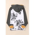 thumbnail image 2 of ABPHQTO Sudadera de mujer con capucha doble y mangas raglán con estampado floral blanco, 2 of 5