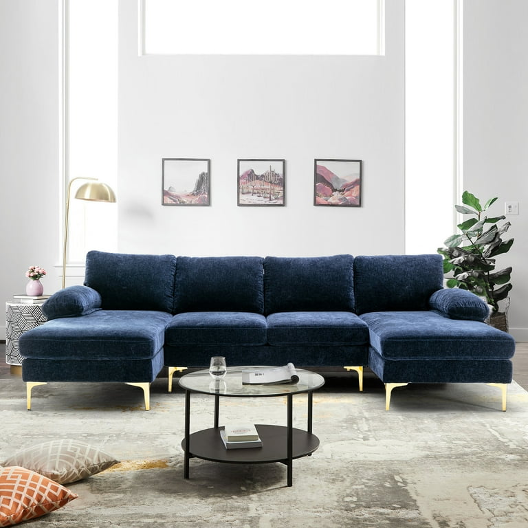 Navy blue u shaped sectional deals