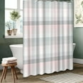 thumbnail image 3 of LALILO Soft Pink Plaid Check Pastel Gray White Shower Curtain, 72x72 in, 12 Hooks, 3 of 6