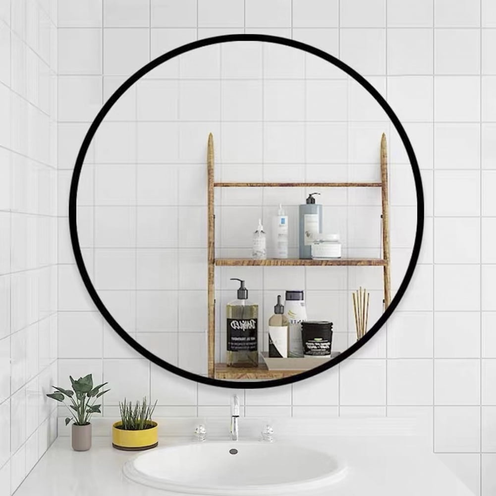 Lipobao 32 Wall Circle Mirror Large, Bathroom Vanity Mirror Round Black