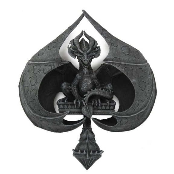 Pacific Giftware PT Winged Dragon Poker Card Spade Wall Mount Decorative Resin Figurine