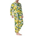thumbnail image 2 of Hirioo Lemon Seamless Pattern Oil Painting Effect for Men's Pajama Sets 2 Piece Pjs Men's Long-Sleeved Pajama Set Button Down Sleepwear,S-XXL-Small, 2 of 7