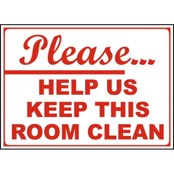 Vinyl Stickers - Help Us Keep This Room Clean Sign - Safety and Warning Warehouse Signs Stickers - 3.5" x 5" - 3 Pack