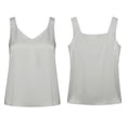 thumbnail image 3 of Women Silk Satin Tank Top V Neck Summer Blouse Casual Cami Sleeveless Camisole Blouses Summer Basic Tank Shirt Business Casual Dressy(Grey,L), 3 of 3