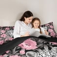 thumbnail image 5 of jejeloiu Wildlife Leopard Cheetah Full Size Comforter Sets,Jungle Animal Bedding Comforter Set,Pink Flower Floral Bedding Sets For Girls Boys,Ultra Soft Home Decor Reversible,3 Pieces, 5 of 8