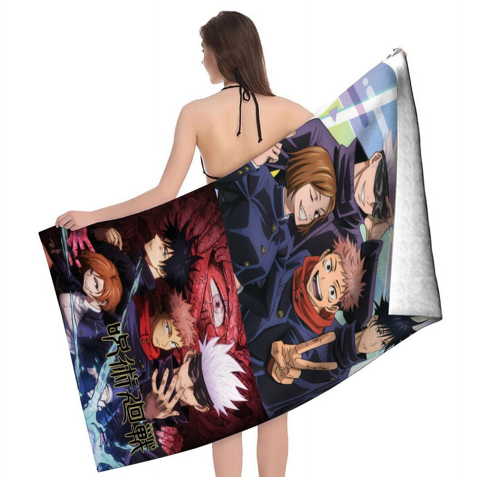 Jujutsu Kaisen Satoru Gojo Geto Suguru Anime Gifts Beach Towel for Women Kids Birthday Bath Outdoor Quick Dry Lightweight 30.7×63in