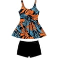 thumbnail image 4 of Sleeveless Tankini For Casual Printed Split Swimsuit Ensemble With Lightweight Shorts And Tank Top/Orange/L, 4 of 4