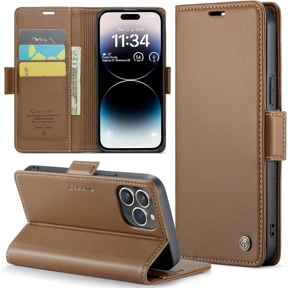 Cover for iPhone 14 Pro Wallet Case with Card Holder, Kickstand RFID Blocking Magnetic Closure Shockproof Protective PU Leather Case for iPhone 14 Pro Flip Wallet
