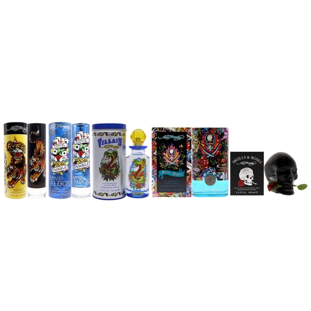 Christian Audigier 4.2oz Villain EDT Spray, 3.4oz Skulls and Roses EDT Spray, 3.4oz Love and Luck EDT Spray, 3.4oz Hearts and Daggers EDT Spray, 3.4oz EDT Spray Ed Hardy Kit 5 Pc Kit Christian Audigier 4.2oz Villain EDT Spray, 3.4oz Skulls and Roses EDT Spray, 3.4oz Love and Luck EDT Spray 5 Pc Kit