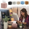 thumbnail image 3 of HongHeng Tissue Box Cover Tissue Holder – Square Leather Tissue Box Holder, Modern PU Leather Tissues Cube Box Cover for Bathroom Countertop/Night Stands/office, 3 of 3