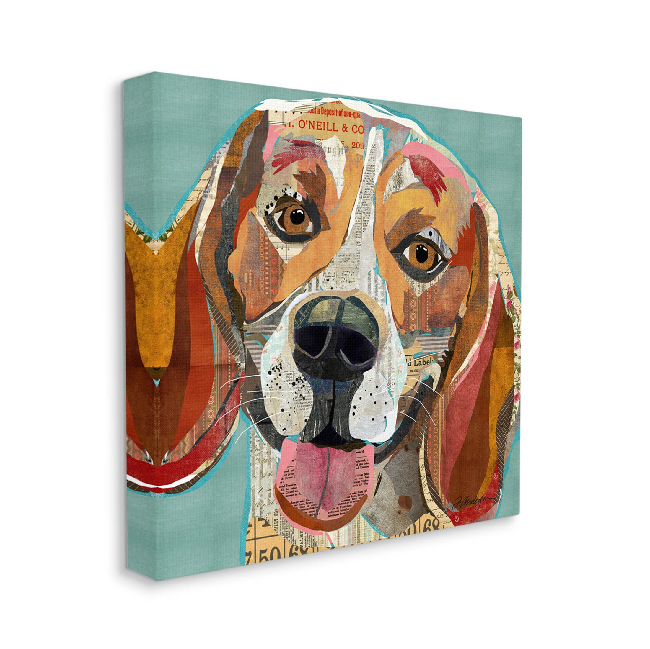 Stupell Industries Collaged Hound Dog Various Ephemera Graphic Art Gallery Wrapped Canvas Print Wall Art, Design by Traci Anderson