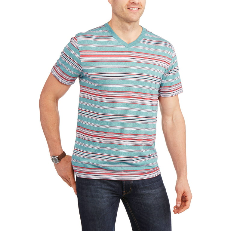 Men's Striped V-Neck Tee - Walmart.com