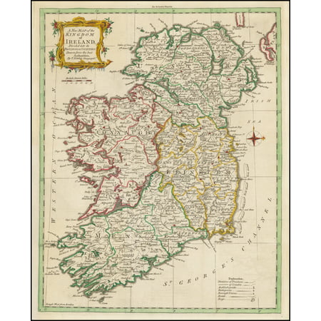 LAMINATED POSTER A New Map of the Kingdom of Ireland, Divided into its Provinces & Counties: Drawn from the best Authorities. POSTER PRINT 24 x (Best County In Ireland To Live)