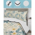 thumbnail image 4 of Spring Meadow Blooms Twin XL Size Down Alternative Comforter, Lightweight Comforter Quilt Bedding Set with Pillow Shams Teal Yellow Botanical All Seasons Bed Comforter Duvet Insert 68"x98", 4 of 7