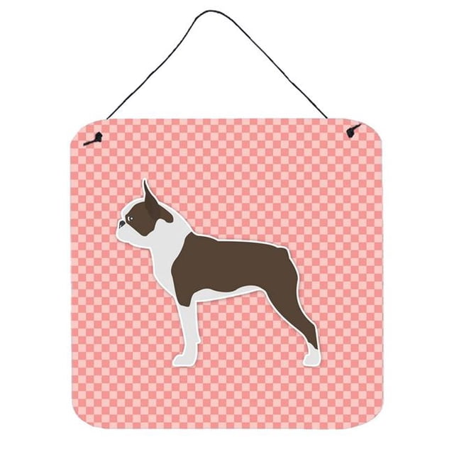 Boston Terrier Damier Rose Impressions Murales Ou de Porte