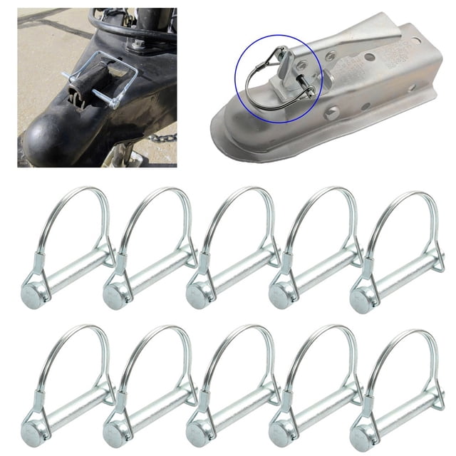 10X M6*70Mm Trailer Coupler Hitch Pin Lock D Shape Heavy Duty Towing Safety Lock