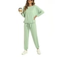 thumbnail image 3 of Scyoekwg Womens Sweatsuits 2 Piece Set Fall Outfits Long Sleeve Sweatshirt Jogger Sweatpant Casual Matching Outfits Fashion Tracksuit (Green,L), 3 of 5