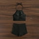 thumbnail image 4 of Trajes de baño Amzcrzy Tankini para mujer, trajes de baño, trajes de baño, bikini con control de abdomen, bikini de moda cómodo, traje de baño de color liso para mujer, bikinis negros, S, 4 of 7