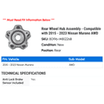 thumbnail image 2 of Rear Wheel Hub Assembly - Compatible with 2015 - 2023 Nissan Murano AWD - Moog, 2 of 2