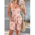 thumbnail image 3 of Women 2025 Summer Rompers Floral Boho Sleeveless Back Tie Flowy Short Jumpsuits Beach Outfits Pink M, 3 of 8