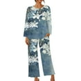 thumbnail image 2 of IROINNID Pajamas Sets for Women Two Pieces Printed Loose Sleep-shirt and Pants Homewear Sleepwear Sets with Pockets,Blue C, 2 of 5
