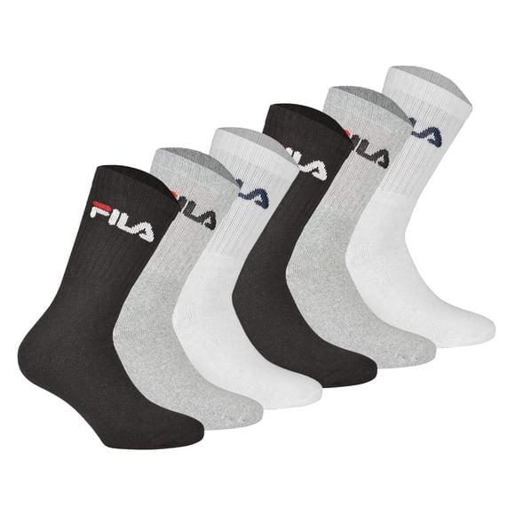 FILA Calcetines unisex, pack de 6 - calcetines de tripulación, de rizo, de tenis, deportivos (2x 3 pares) Multicolor 39-42