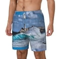 thumbnail image 2 of Balery Lighthouse in Havana Mens Swim Trunks Swim Shorts for Men Quick Dry Inseam Beach Shorts with Compression Liner Pocket-Large, 2 of 9