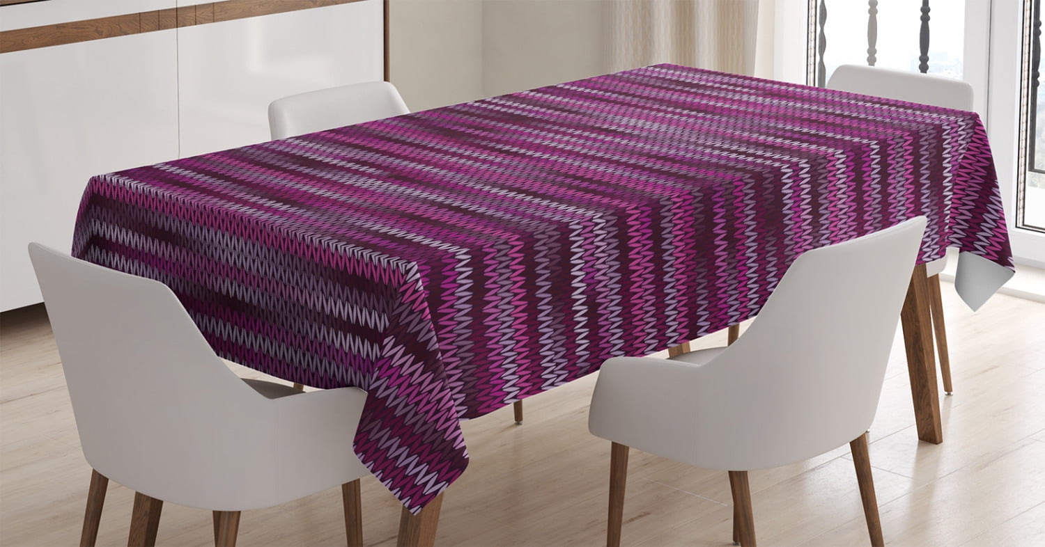 Magenta Decor Tablecloth, Vintage Knit Pattern Featured Variations of