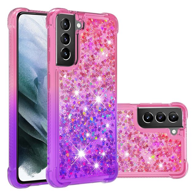 Funda para Samsung Galaxy S21 Plus 5G Transparente con Brillos Carcasa Protectora Antigolpes con Glitter Brillante