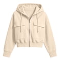 thumbnail image 3 of yillto Womens Full Zip up Hoodies Cropped Loose Sweatshirts Long Sleeve Fashion Cargo Coats with Pockets, 3 of 7