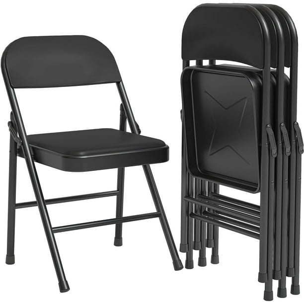 ChaoLink Juego de 4 sillas plegables negras con asientos acolchados para exteriores e interiores, color negro