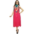 thumbnail image 4 of Bimba Women's Casual Crimson Cotton Modal Spaghetti Strap Dress With Scarf - 4, 4 of 5