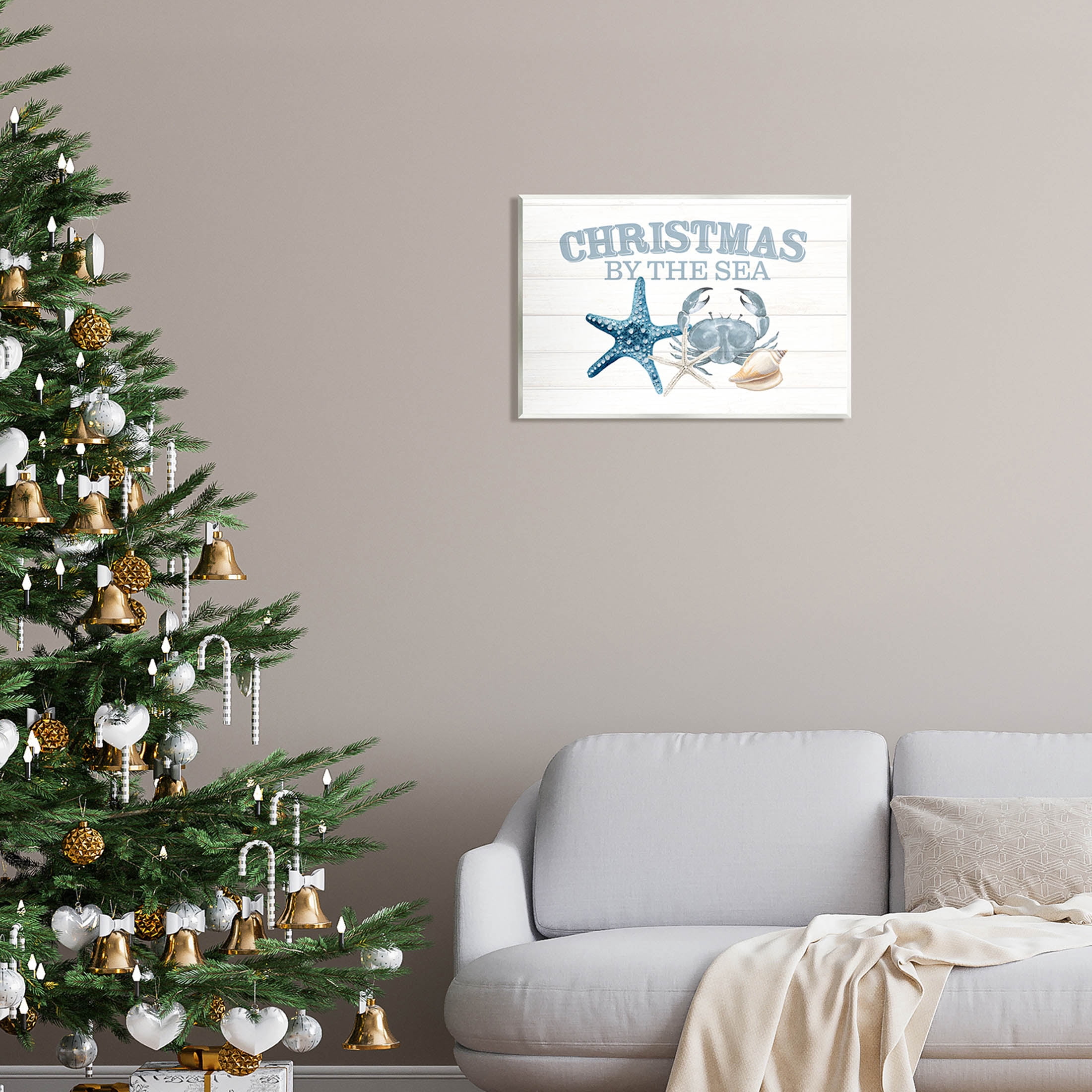 Stupell Industries Christmas By The Sea Nautical Graphic Art Unframed Art Print Wall Art, Design by Kim Allen