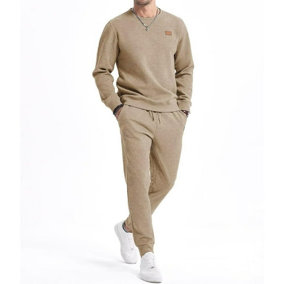 Men's 2 Piece Sweatsuits Outfits Casual Crewneck Sweatshirt Joggers Sweatpants Set Tracksu
