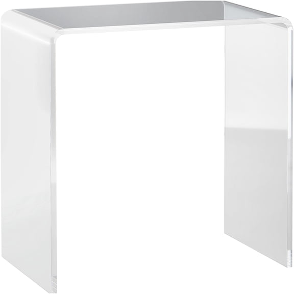 JERFIT 21" Modern Waterfall Acrylic Coffee Table, Clear Rectangle End Table with 15mm Thick Scratch-Resistant Surface for Living Room, Bedroom