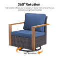 thumbnail image 3 of PARKWELL Outdoor Swivel Glider Chair Set of 4, Patio Cushioned Lounge Swivel Rocker Arm Chair for Balcony Yard,Brown Wicker and Navy Cushions, 3 of 11
