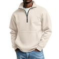 thumbnail image 3 of Havenx Quarter Zip Pullover for Mens Waffle Knit Long Sleeve Sweaters with Pockets Mock Neck Polo Shirt 1/4 Zipper Gym Athletic Workout Lightweight Warm Business Pullover Top,Khaki 3XL, 3 of 5