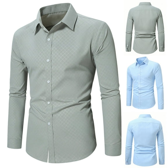 Fashion Long Sleeve Shirts for Mens Plus Size Casual Business Dark Print Button d Lapel Top Shirt Save to 65% Off!