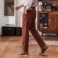 thumbnail image 3 of GINGTTO Men's Stretch Dress Pants Shiny Striped Slim Fit Pinstripe Chino Pants, 3 of 7