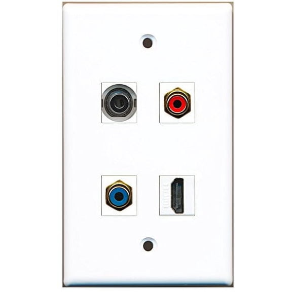 RiteAV - 1 Port HDMI 1 Port RCA Red 1 Port RCA Blue 1 Port 3.5mm Wall Plate