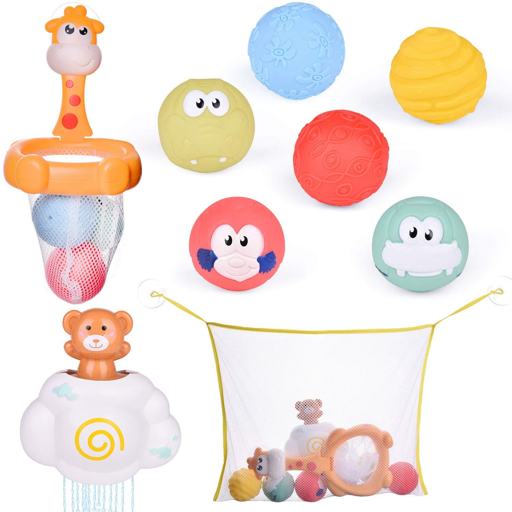 New Mickey Mouse Disney Baby Bath Toy  Floating balls BasketBall Hoop Suctions 