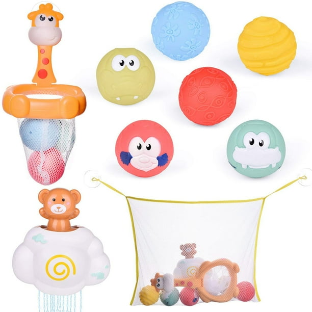 Toddler Bath Toys, Basketball Hoop Set for Kids with 6 Cute Soft Bath