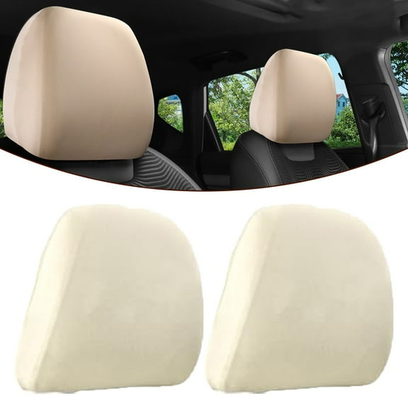 Breathable and Long Lasting Car Headrest Cover Beige 2Pcs for Truck SUV